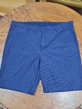 Tommy Bahama Navy Heather Stretch Flat-Front Shorts 10"